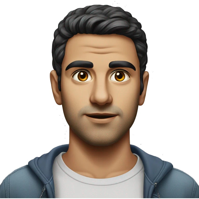guy 20 years old iranian in 1970 photorealistic serious emoji
