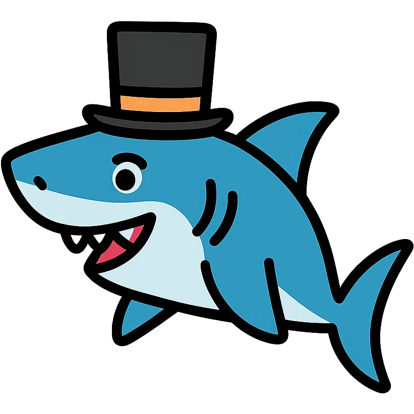 shark wearing a top hat, color icon emoji