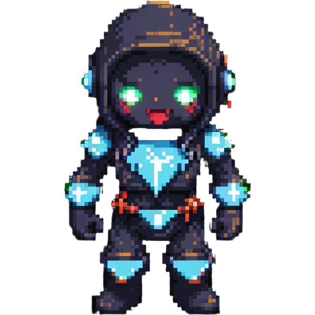 pixel art character with glowing effects, full of energy, for '精神百倍' emoji