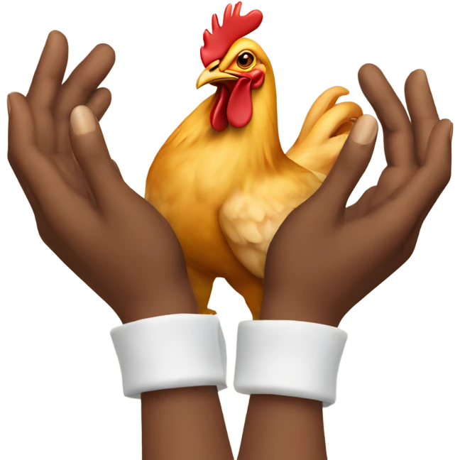 Hands around a chicken emoji