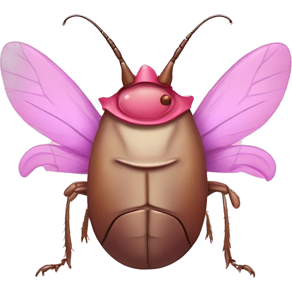 Cockroach with wings and a pink crown on with makeup￼ emoji
