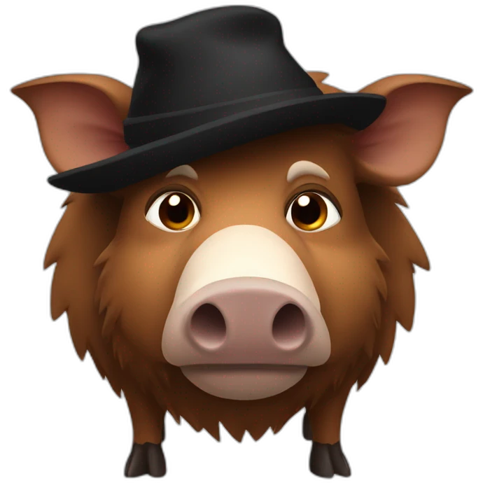 Really sad brown boar in a black winter hat emoji