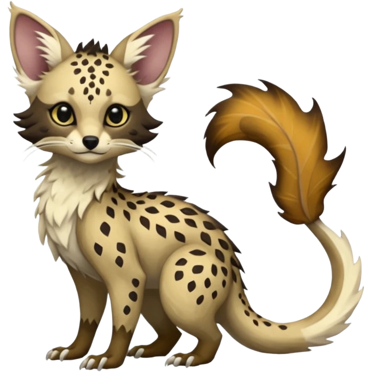 Feral Rare Fantasy Vernid-Trico-species by LiLaiRa, random markings, tufted tail, tufted ears, full body emoji