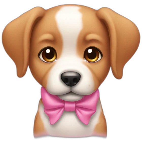 puppy wearing pink bow emoji