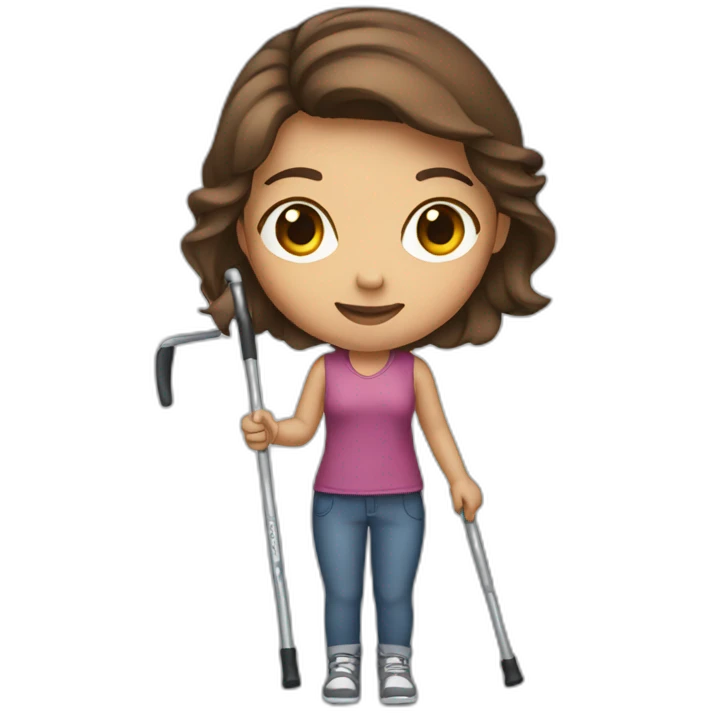 brown hair girl with crutches emoji