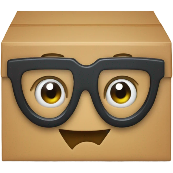 caja inteligente con lentes encima de un corazon grande  emoji