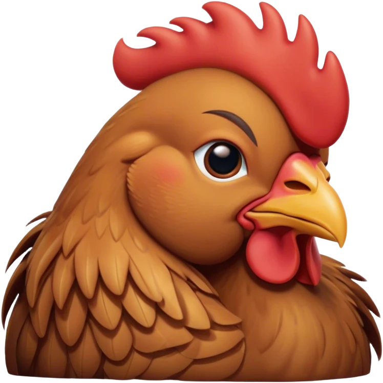 Meme-Worthy Cute Sleeping Brown Rooster Portrait Emoji, Head resting peacefully with a contented smile, showcasing a robust build and a luxuriously soft brown plumage, eyes shut in a serene, restful nap, Simplified yet hilariously adorable features, highly detailed, glowing with a soft, drowsy light, high shine, relaxed and utterly lovable, stylized with an air of playful laziness, bright and heartwarming, soft glowing outline, capturing the essence of a comically sleepy rooster, so meme-worthy it feels like it could instantly become the next viral sensation of adorable slumber! emoji