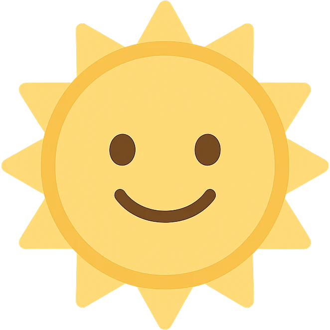 smiling sun icon with color emoji