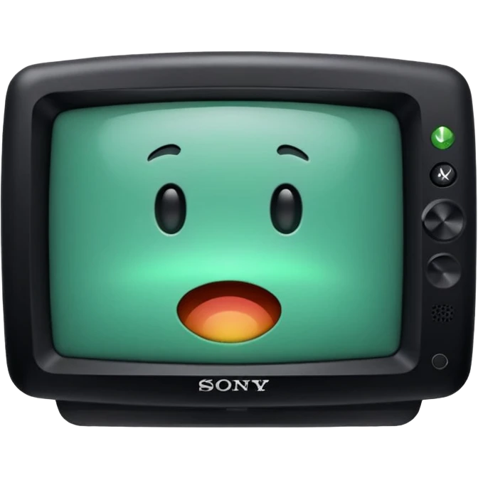 старый черный телевизор Sony с ярко зеленым пиксельным экраном  emoji