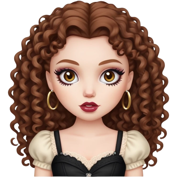 pretty bratz baddie, pale skin, brown curly hair emoji