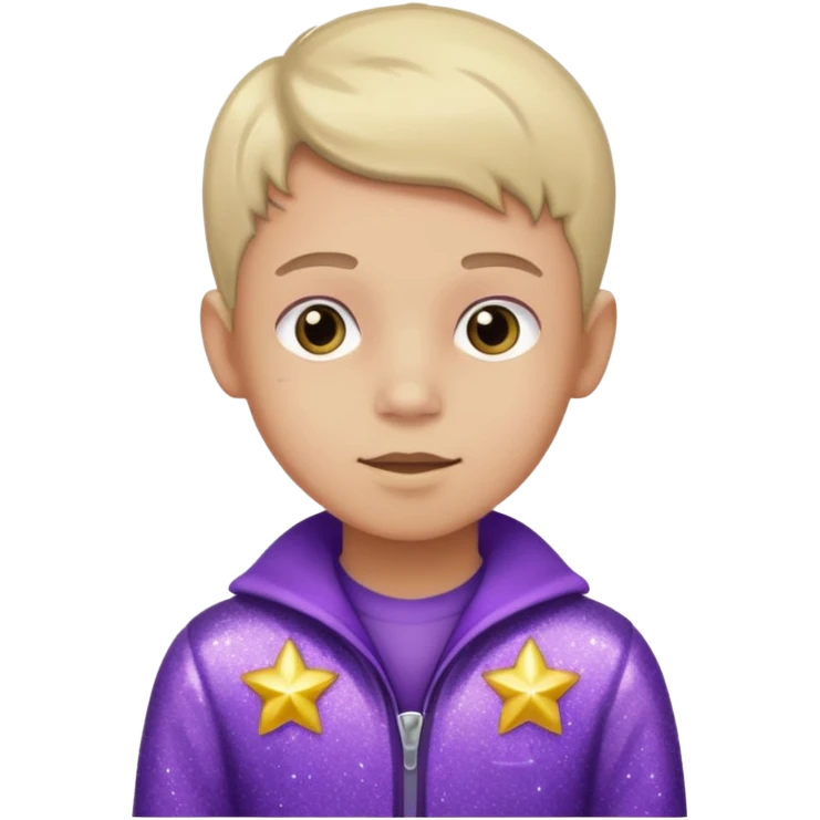 boy supervisor wearing glitter purple glittery clothes emoji