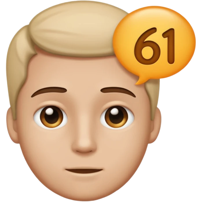 Make a person say 61 and make a bubble of him saying 61 emoji