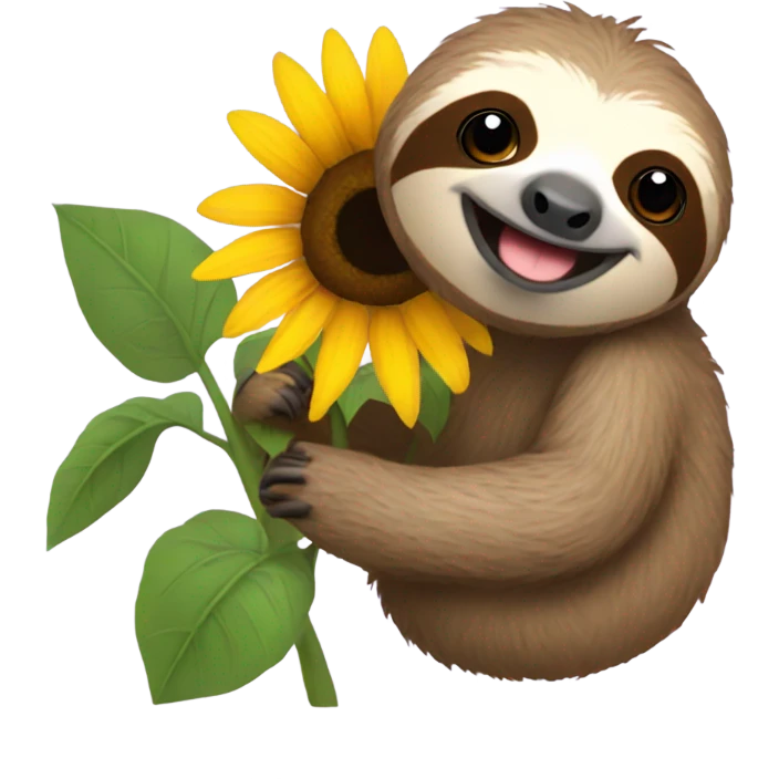 Sloth with sunflower  emoji