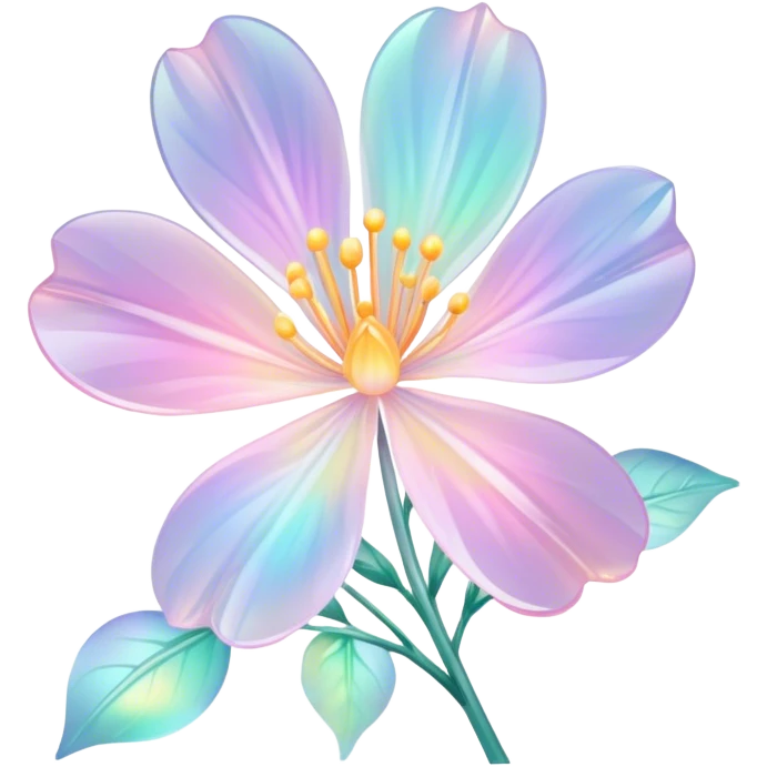 Pastel iridescent transparent luminescent aesthetic flowers emoji