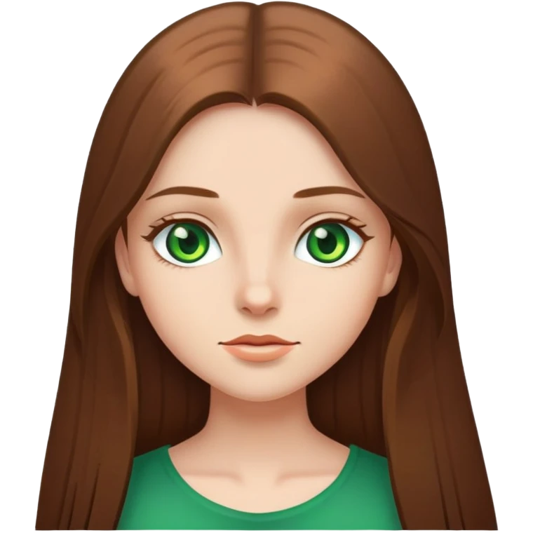 girl with long brown straight hair with green eyes emoji
