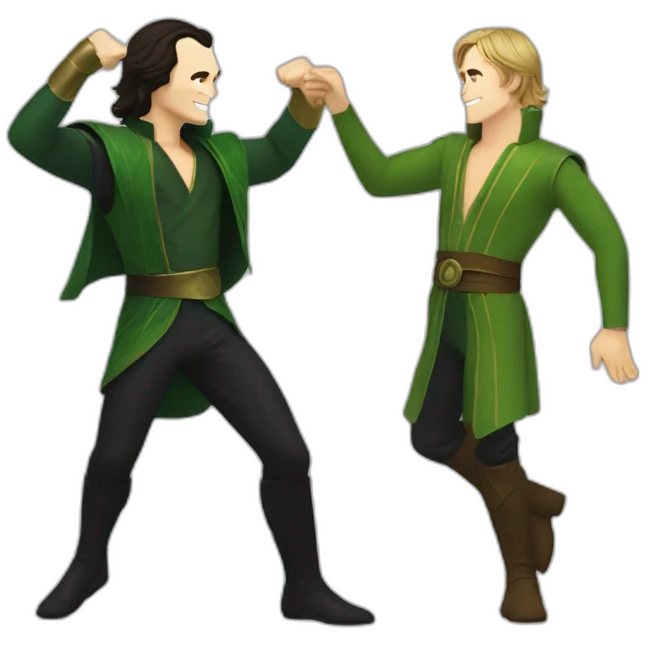 Loki and Luke Skywalker dancing to disco music emoji