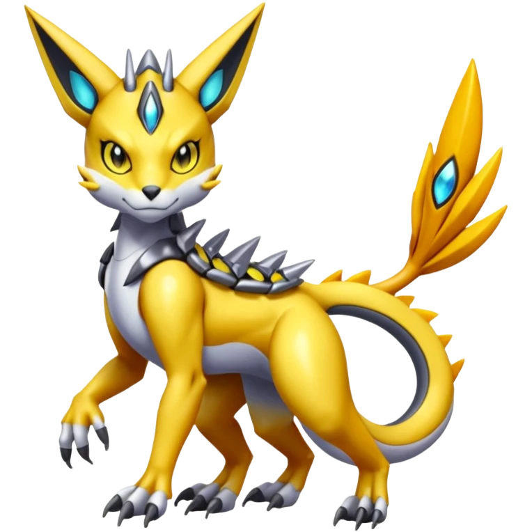 Modern Futuristic Cyber-Meloetta-Greymon-Inteleon-Renamon-Pokémon-Digimon-Fakémon-fusion-hybrid-creature emoji