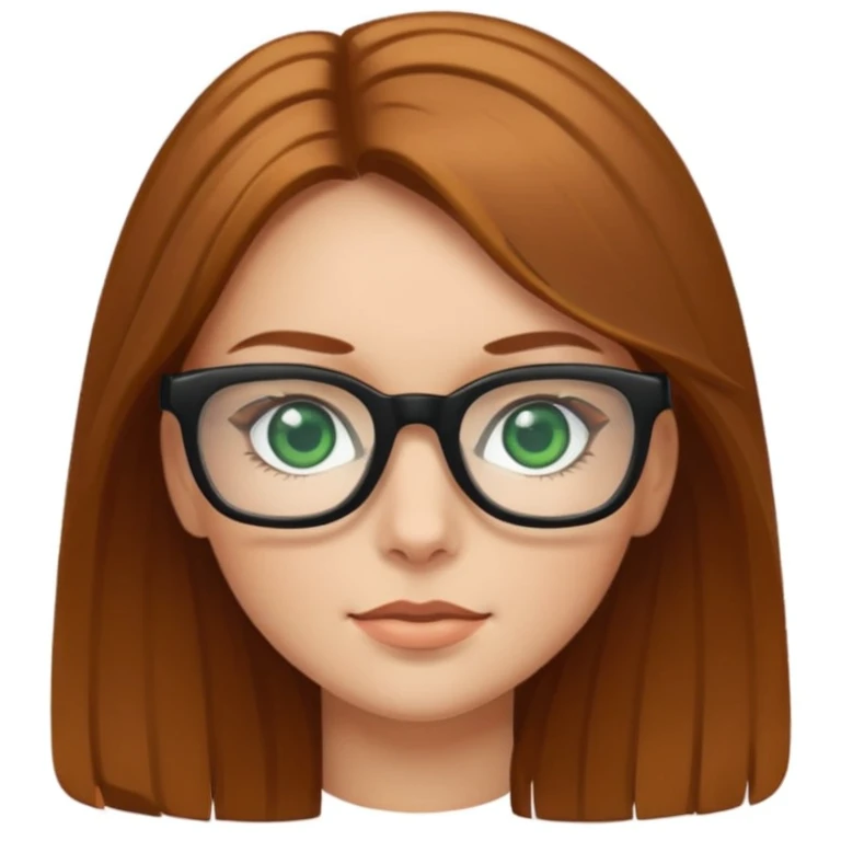 Caucasian girl with golden brown hair, green eyes, and black square glasses  emoji