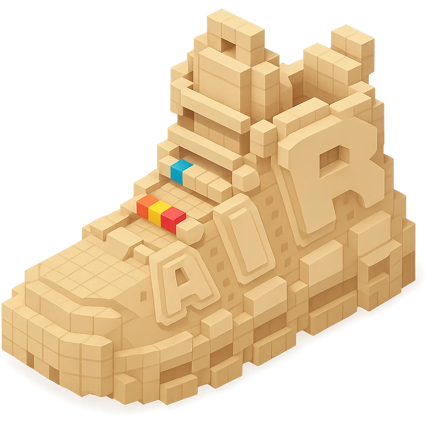Nike Air More Uptempo sneakers in beige with subtle colorful beads on the laces emoji