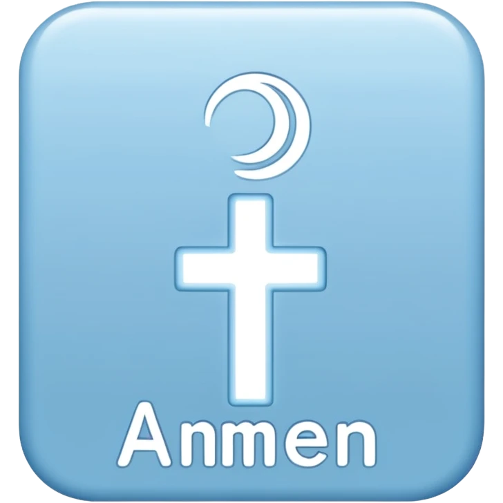 light blue word "AMEN" simple font in rectangle emoji