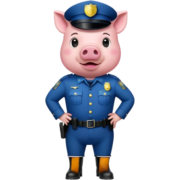 a pig, upright, in a police officer uniform, drooling and looking to the bottom left emoji