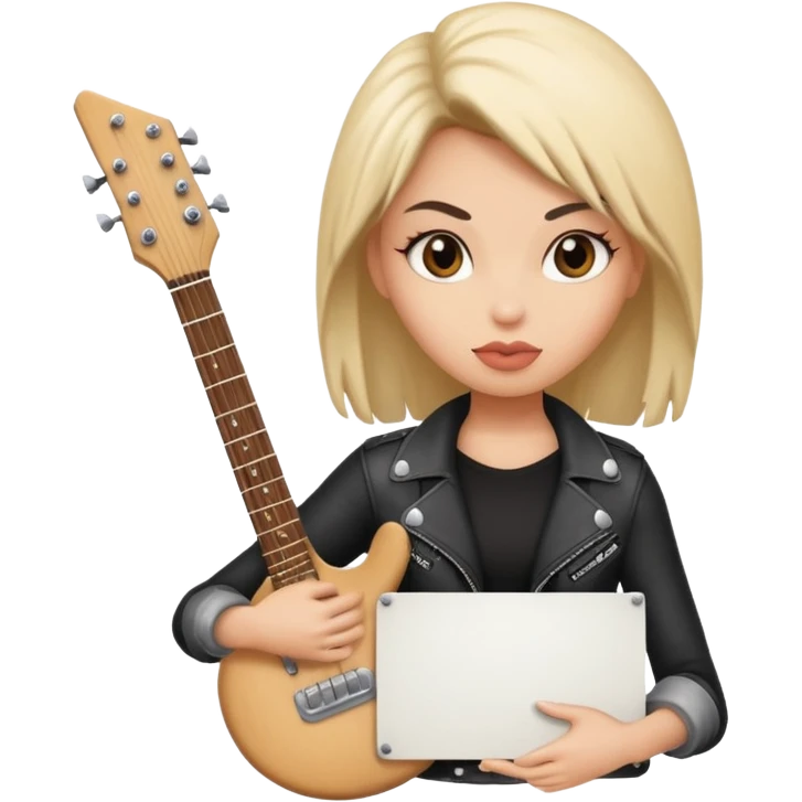 A rocker chick holding a large blank sign emoji