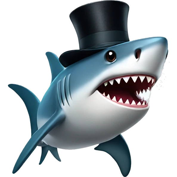Shark with a top hat emoji