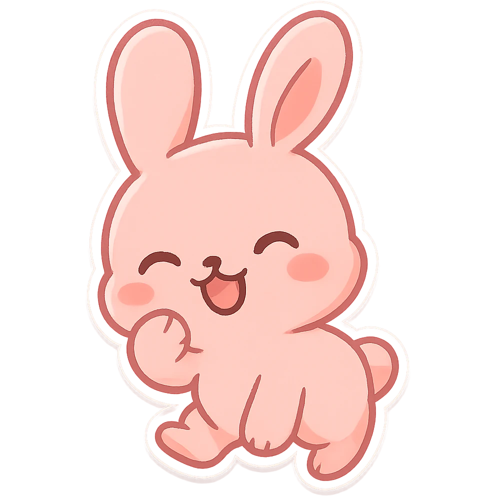 pink bunny, cute and playful, chibi style sticker emoji