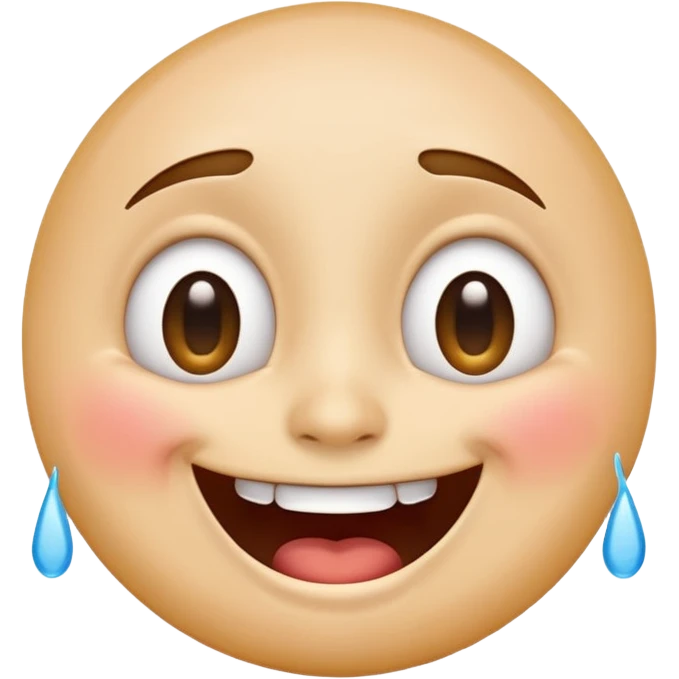 Emoji, laughing face with lots of tears of joy exactly from eyes, wide smile, big eyes emoji