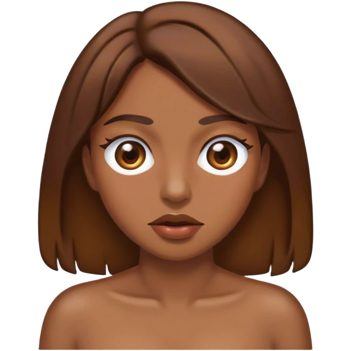 Woman with brown hair and poop for eyes emoji
