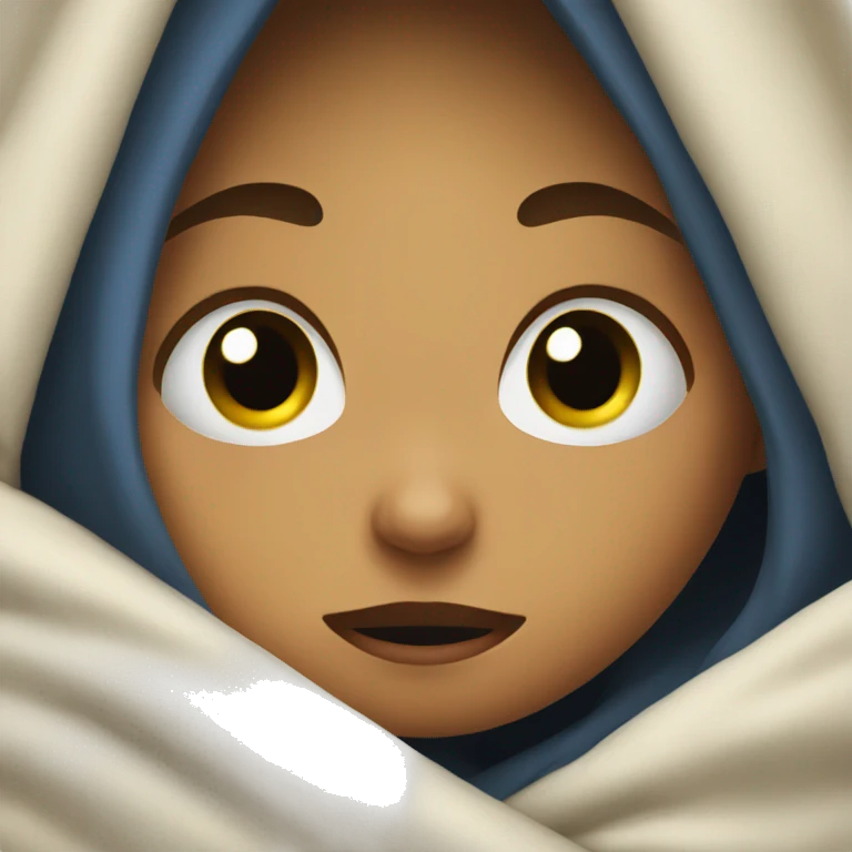 Girl crying under a blanket emoji