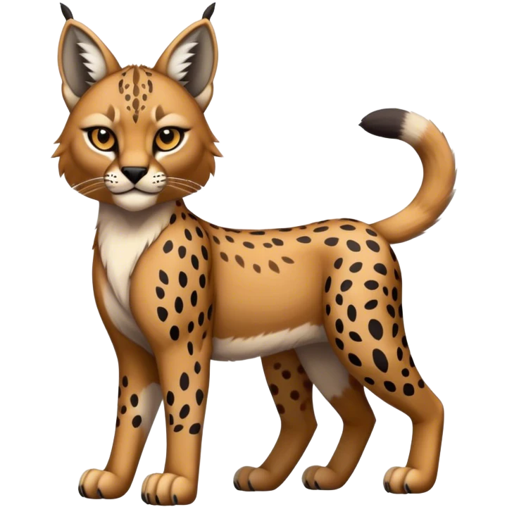 Cute cool dark edgy bobcat-lynx-cheetah-caracal-animal-hybrid-Fakemon full body with patterns and markings emoji