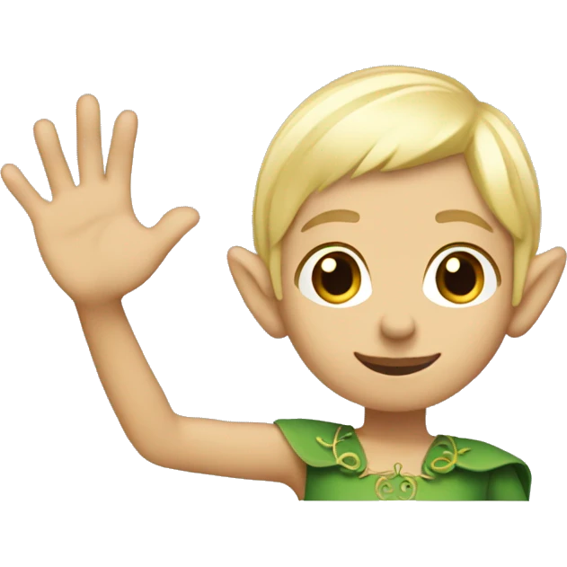 blonde elf with short hair wavng hello hand emoji