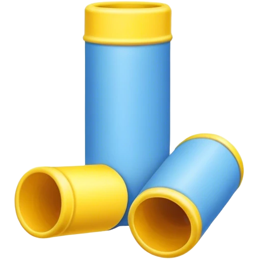 Blue foam tube, yellow on both ends, front view emoji
