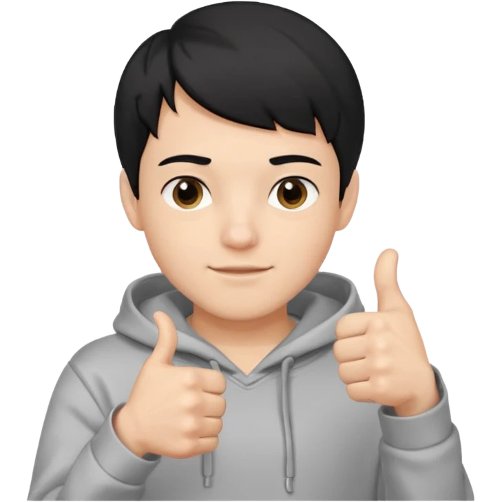 парень в худи с короткой стрижкой на бок и черными волосами смотрит в камеру, и показывает ЛАЙК. Его рука очень близко к камере, потом он снова возвращает руку в исходное положение emoji