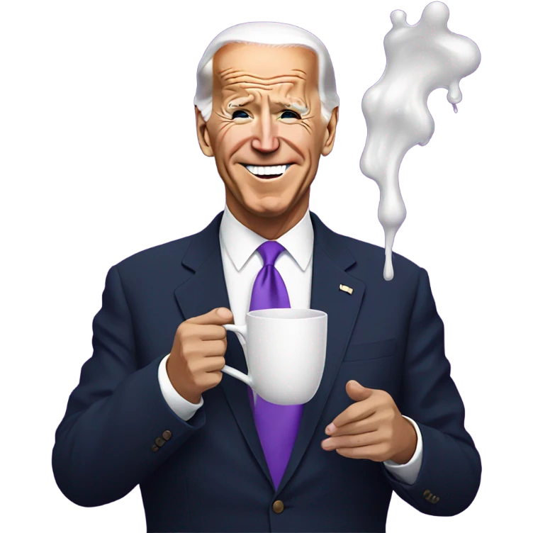biden with purple liquid spilling out of white cup emoji