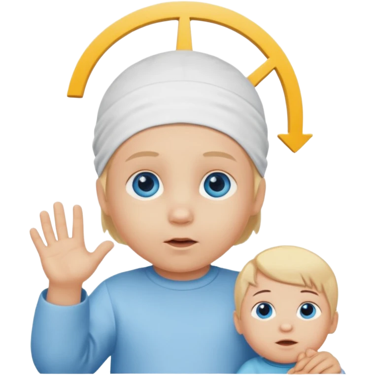 Caucasian blond hair blue eyed infant baby with a genius sign over it’s head emoji