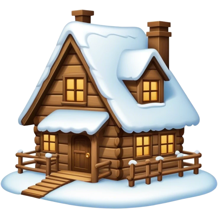 wood house with snow emoji