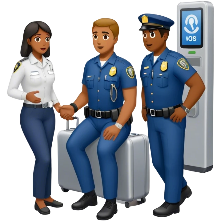 getting questioned by airport security while wearing ankle weights emoji