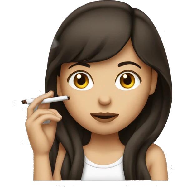 brunette girl smoking emoji