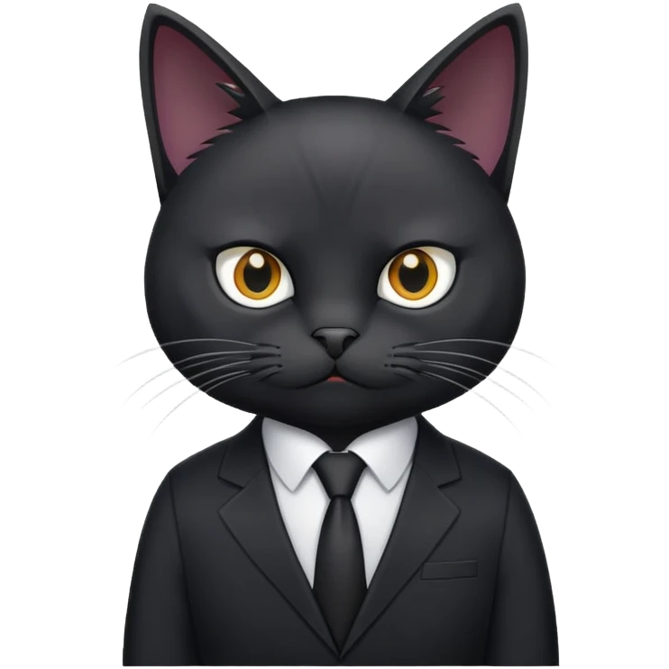 Black cat in a black business suit in an office called PrimeCopy emoji