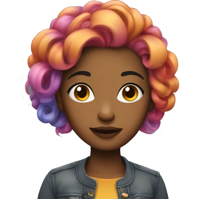 stylish girl with colorful hair emoji