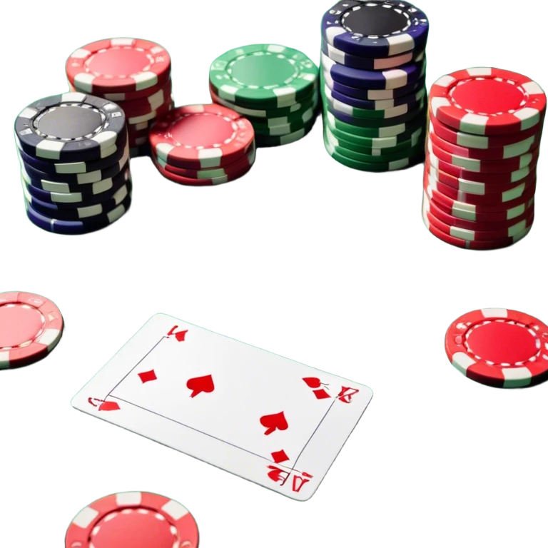 A photorealistic icon featuring playing cards and a stack of poker chips on a green felt table. Bright, detailed design with realistic textures and lighting. Transparent background, clearly symbolizing card games and strategy. emoji