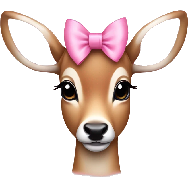 Coquette cute deer with pink bows on their head emoji