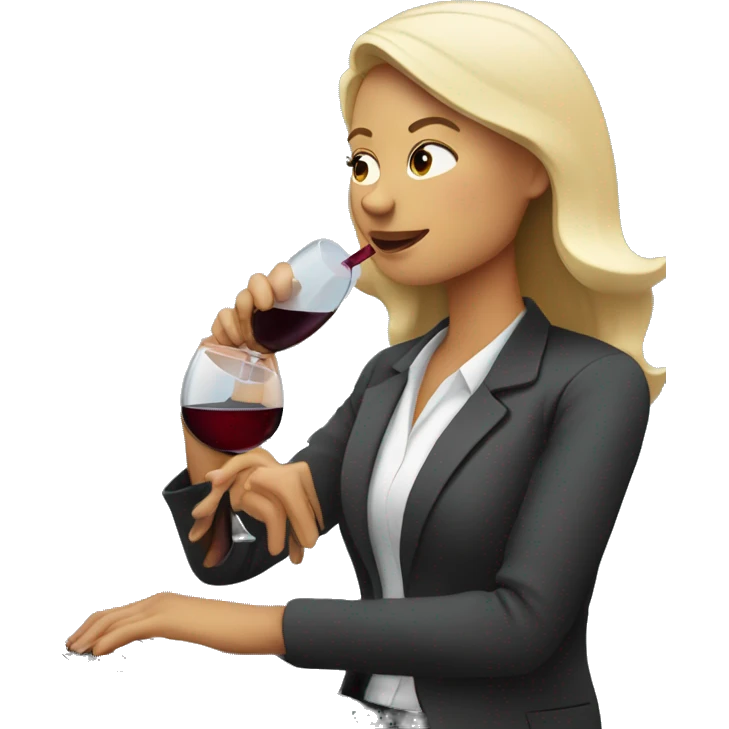 consultant woman drinking wine while using laptop emoji