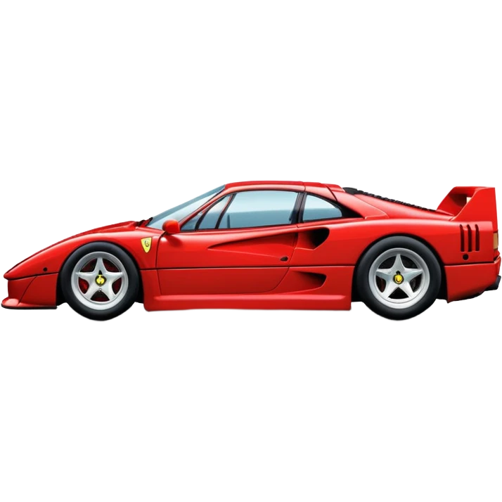 Ferrari F40, simplified, bright red, side view, no text emoji