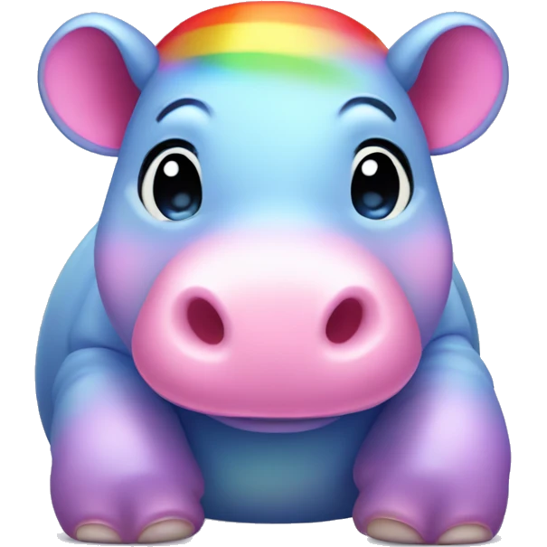 Kawaii rainbow hippo  emoji