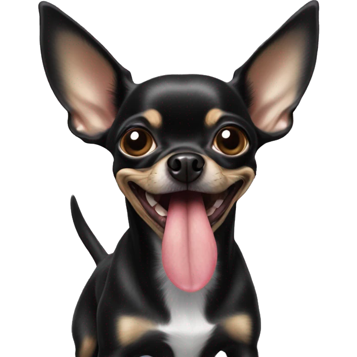 Black Chihuahua with a protruding tongue emoji