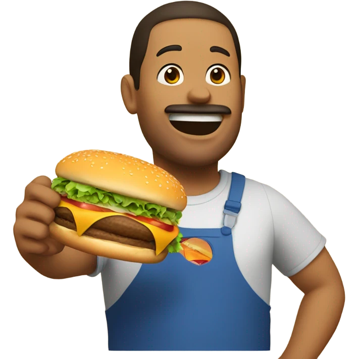 Large round person with a burger emoji