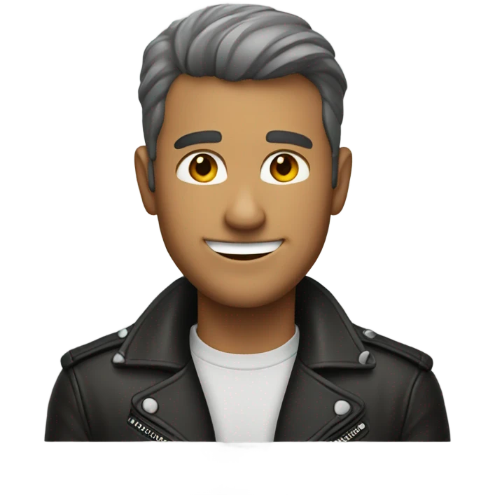 smiling guy in leather jacket emoji